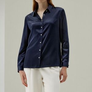 Lilysilk 100% mulberry silk button down shirt blouse pearl button size S 4-6